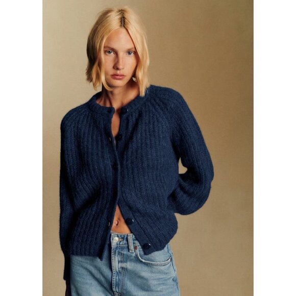 Sezane Sweaters - NWT Sezane Emile in Navy Blue Alpaca Wool Blend Cardigan Sweater S